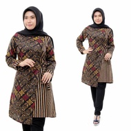 BAJU TUNIK BATIK ATASAN KERJA KANTOR WANITA TUNIK SERAGAM KANTOR BATIK WANITA MURAH BAGUS TUNIK MODEL BARU TUNIK WARNA COKLAT KALEM ATASAN BATIK MODEL TUNIK ATASAN TUNIK SERAGAM GURU BAJU TUNIK BATIK PEKALONGAN