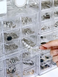 1 件塑膠多格珠寶收納盒,透明分層大容量珠寶收納盒,適用於戒指、耳環、情人節禮物