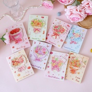 (TH56) 3-fold card with lovely colorful Flower Bouquet motifs - Meaningful holiday gift card CNY for