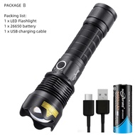 HaixnFire ไฟฉายชาร์จได้ H005 Xhp50ไฟฉาย USB ซูมได้5โหมดสำหรับตั้งแคมป์กลางแจ้ง