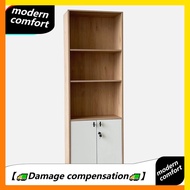 VHIVE Oxford 60cm Bookcase - Oak White 5 Tiers Office Lock Storage Cupboard Cabinet