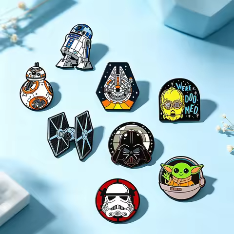 8pcs Star Wars Enamel Brooch Set R2-D2 BB-8 TIE Fighter Darth Vader Millennium Falcon Stormtrooper G