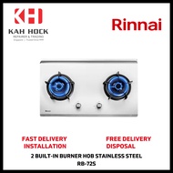 RINNAI RB-72S 2 BURNER BUILT-IN HOB STAINLESS STEEL TOP PLATE - 1 YEAR MANUFACTURER WARRANTY + FREE DELIVERY