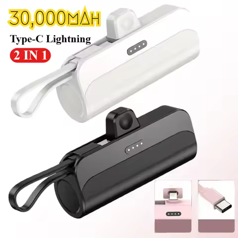 30000mAh Mini Power Bank New Capsule Powerbank Portable Charger Fast Charging External Battery for I