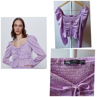 ZARA Minimalist Casual Blouse Wanita purple Size XS Bust 31 Inches Waist 31