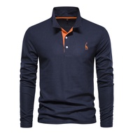 2024 Lapel Men's Cotton POLO Shirt Fashion Casual Men's Deer Embroidery Long Sleeve bgt117.10.19
