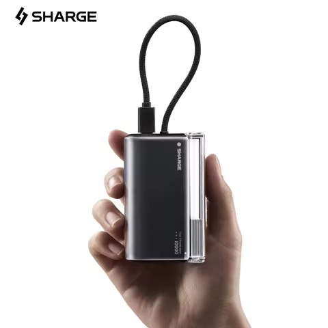 SHARGE Portable Charger 10000mAh 45W Power Bank Built-in USB-C Cable Fast Charging Battery Pack Trav