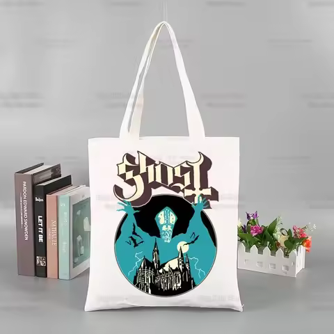 Ghost Band Hard Rock Band canvas simple cartoon print shopping bags girls fashion life casual pacakg