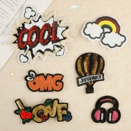 Embroidered PET Sequin Embroidered Letter Badge Clothing Accessories Patch Sticker Luggage Accessori