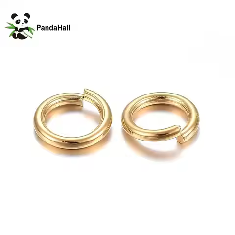 PandaHall 200pcs Ion Plating(IP) 304 Stainless Steel Open Jump Ring Real 24K Gold Plated Jewelry Acc