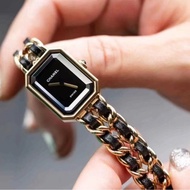 Chanel香奈兒 vintage Premiere 方糖H6951黑金手錶 cf鏈條 M碼