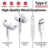 For Honor X8C X7C X6C Series Wired Type C In Ear Headphones Digital Chip Gaming Earphone 9D HiFi Ste