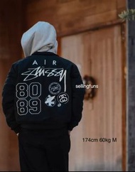 Stüssy x Nike 重磅聯名立領雙面刺繡夾棉棒球外套 雙面穿休閒夾克