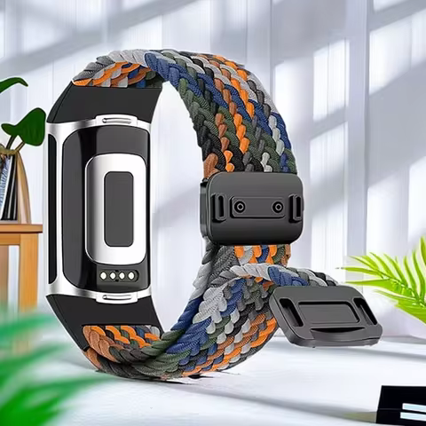 Magnetic Strap for Fitbit Charge6/Charge5 Band Elastic Braided Loop Replacement For Fitbit Charge6 B