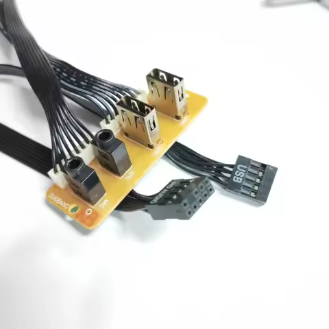 9Pin 2-Port Dual USB 2.0 9P 3.5mm HD Audio Standing Socket Interface Motherboard Extension Cable Cha