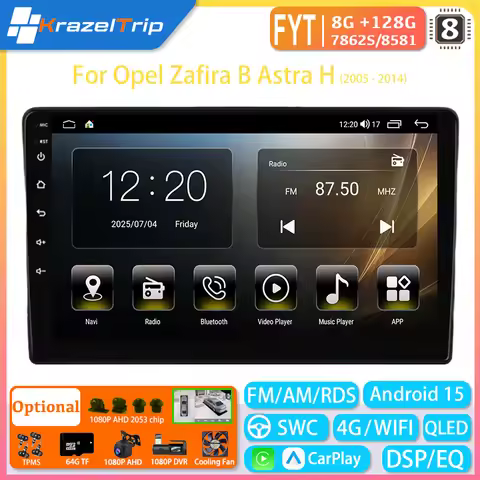 8 Core CarPlay Car Radio for Opel Zafira B Astra H 2005-2014 QLED Android Auto Stereo Autoradio WIFI