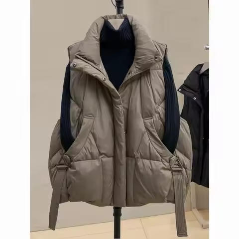 Downy Cotton Vest Coat Women's Parkas Autumn Winter 2025 New Chinese Style Sleeveless Jacket Western