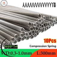 FS  10Pcs Compression Spring, Length 300mm 65Mn Spring Steel Long Coil Spring, Durable 0.3 0.4 0.5 0