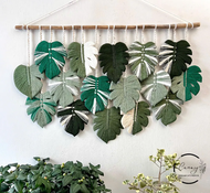 Daun macrame monstrera besar hiasan dinding buatan tangan dekorasi ruangan estetis