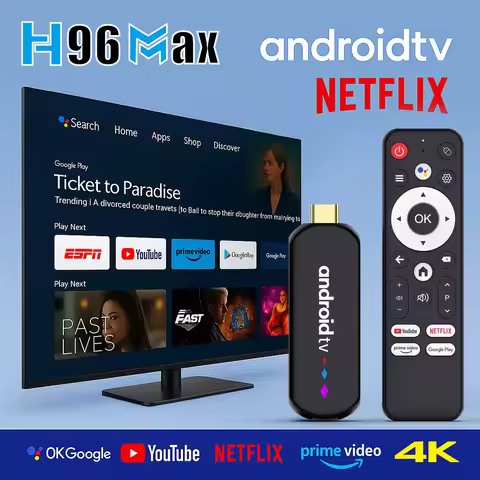H96Max S905L3 Mini Android TV Stick 2G 16G 4K Ultra HD Set Top Box Android 14 Voice Remote 2T2R Wifi