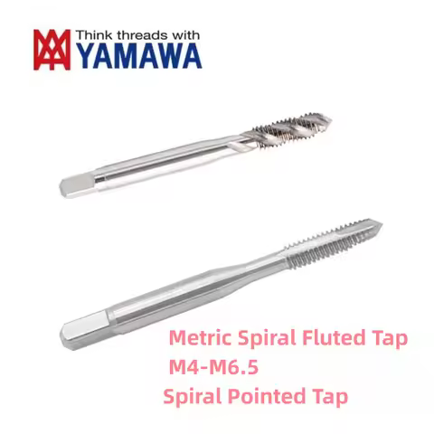 1PCS YAMAWA HSSE Fine Metric Spiral Fluted tap Machine M4M4.5M5*0.5/M5.5/M6.5X0.75 P2 Spiral Pointed