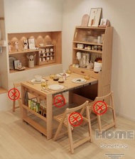 HOME Something - 日式實木橡木 可伸縮 摺疊 餐桌 餐枱 餐邊櫃 (L160cm)(D) - HS09230_D