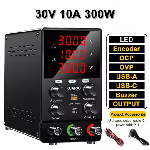 KUAIQU 30V 10A 300W DC Power Supply OCP OVP Lab Bench Voltage Regulator Outpot Adjustable 12V Switch