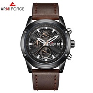 Alghani Watch Jam Tangan Pria ARMI FORCE AF8010 Chronograph Leather Strap Original - Brown Black
