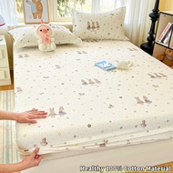 Pastoral Style Fitted Bedsheet Beautiful Flower 100% Cotton Bedsheet Coquette Soft Skin-Friendly Cot