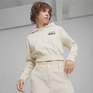 PUMA 流行系列P.Team Fanbase短版長厚 女連帽T恤(F)-米白-62434687 XS 白色