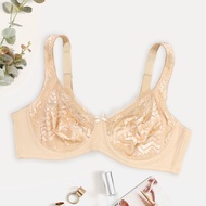 PARIFAIRY Thin Unlined Bra Plus Size Underwear Wave Stripe Lace Bra for Woman 38C 40C 42C 44C 46C-R2