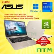 #1309 Laptop Asus V451L Intel Core i5-4200U 8GB 256GB SSD Nvidia Geforce 840M 3D Graphics Win11 14" 