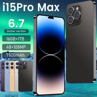 《Brand New》Cell Phone Brand New Original I15 Pro Max 6.8 Inch HD Full Screen Smart Phone Face ID 16GB+1TB Mobile Phones Global Version 4G5G