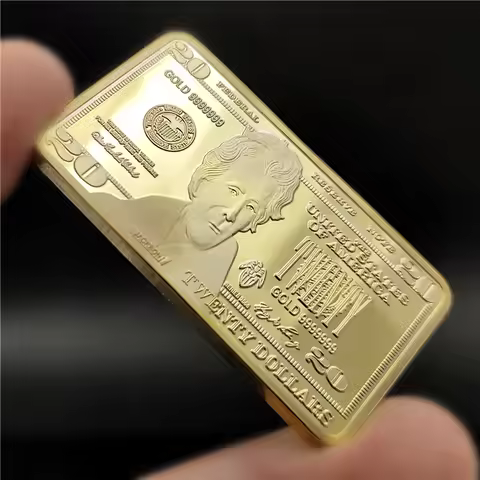US Twenty 20 Dollars Andrew Jackson Banknote Style Gold Plated Replica Commemorative Bar Coin Collec