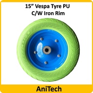 15" ANITECH Heavy Duty PU Tyre C/W Iron Rim Besi for Wheel Barrow Vespa Tayar Kereta Sorong Kereta T