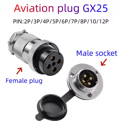 Aviation Plug GX25 M25 Panel fixed Connector With dust Cover Male and Female Plug Socket 2P/3P/4P/5P