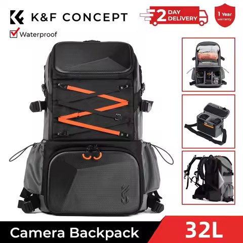 K&F CONCEPT 32L/25L Large 2 in 1 Camera Backpack Sling Waist Bag For Canon Sony DSLR Camera Case Lap