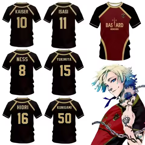 2026 Japan Anime Michael Kaiser Isagi Cosplay Shirt Bastard Munchen Yukimiya Reo Ness Hiori Football