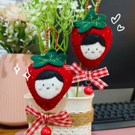 Calla Land Felt Bag Charm Keychain Cute Strawberry Fruit Shape Flannel Material