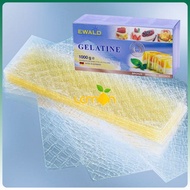Retail package of 500g German Ewald Gelatine Leaves (3.4g/leaf) to make panna cotta, white log, tofu