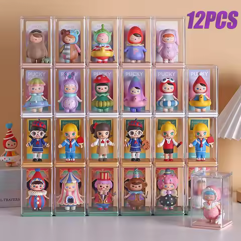 6/12 PCS Blind Box Storage Display Stand Transparent Dustproof Storage Box Acrylic Hand-made Molly D