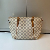 LV 白色方格中號托特包 totally