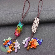 7 Chakra Healing Crystals Hanging Ornament Raw Clear Quartz Stones Gemstone Home Indoor car Mirror H