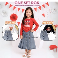 Girls' Jeans Skirt Set Trendy Korean Style A-Line Button Skirt/ Independence Oneset for August 17, 2