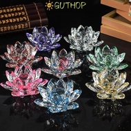 GUTHOP Crystal Lotus Flower Figurine, 140mm Paperweight Table Ornaments Lotus Flower Ornament,  Mult