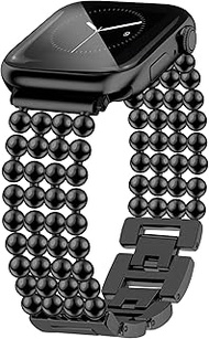 JR.DM Beaded Bracelet Band Women Compatible with Apple Watch 38mm 40mm 41mm 42mm, Adjustable Metal R