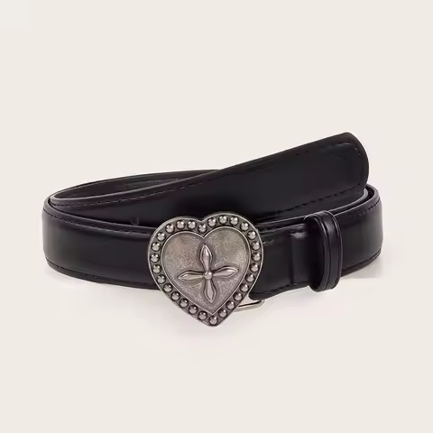 Gothic Fashion Vintage Peach Heart Cross Belt for Women Y2k Belt Diesel Belt for Lady Luxury Designe
