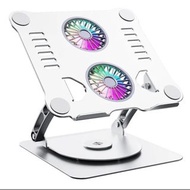 實體店鋪/SF Adjustable 360° Rotating Aluminum Laptop Stand with Dual Fan Cooling with RGB Lights - Folda