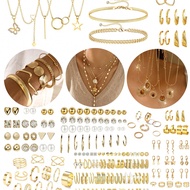 37-68pcs Elegant Vintage Butterfly, Heart, Faux Pearl, Twist Knot, Star, Moon, Rhinestone, Wide Band