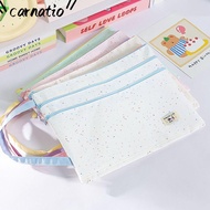 CARNATIOGV File Bag, A4/A5 Three Layers Handbag, Cartoon Large Capacity Polka Dot Design Exam Papers